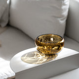 DECO round splashed amber bowl