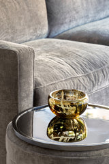 DECO round splashed amber bowl