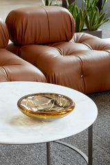 DECO flat splashed amber bowl