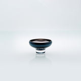 Blue glass mirror bowl with metal coating. Design dessert dish.