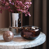 DECO splashed chocolate brown round bowl