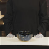 DECO round splashed navy blue bowl