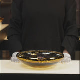 DECO flat splashed amber bowl