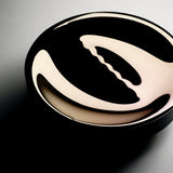 Large serving platter from glass and titanium in an oak frame. Designer glass art wall decor.