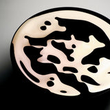 Large serving platter from glass and titanium in an oak frame. Designer glass art wall decor.