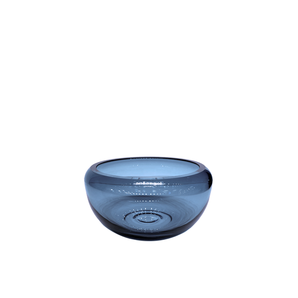 small round translucent navy blue bowl