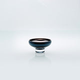 Blue glass mirror bowl with metal coating. Design dessert dish.