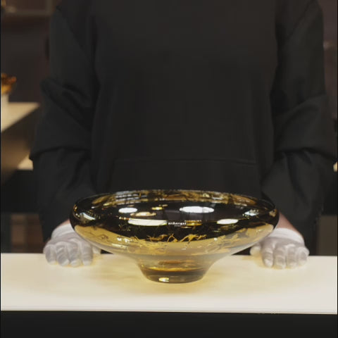 DECO large splashed amber bowl